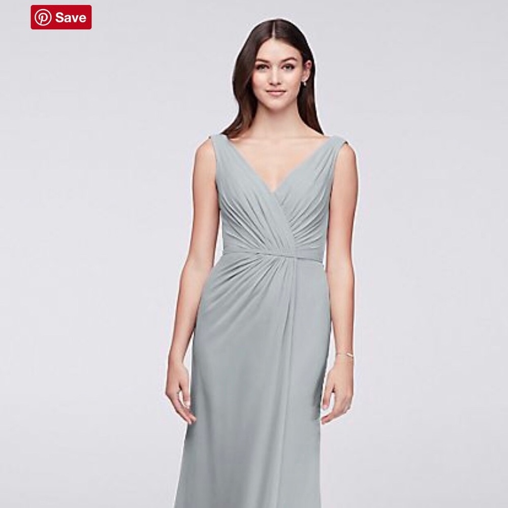 David’s Bridal Faux-Wrap Pleated Chiffon Dress